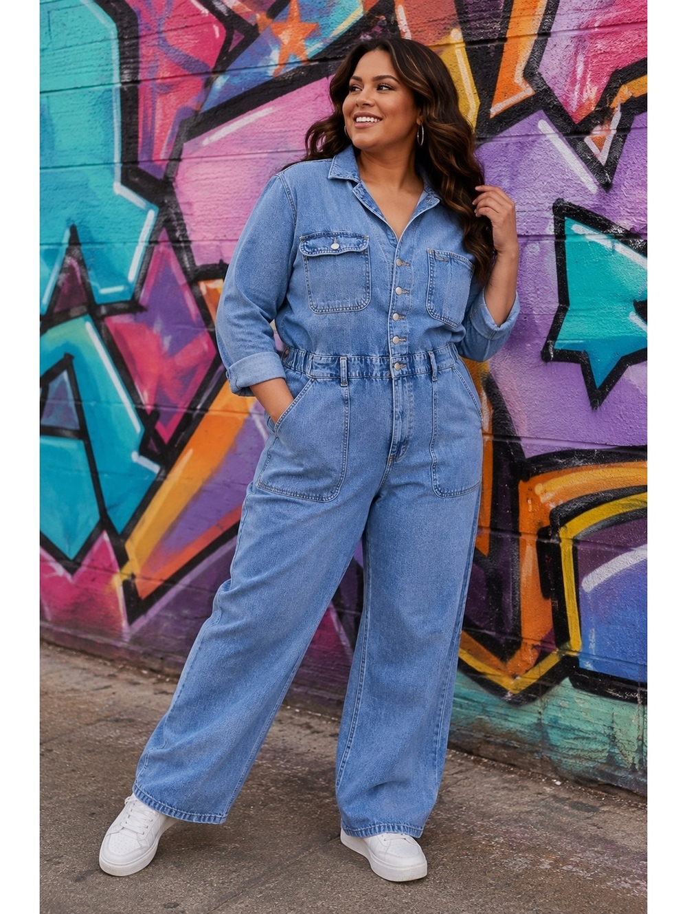1042 Universal Thread 17R 26” PTP Denim Jumpsuit w Pockets A0001042